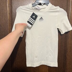 Adidas White Muscle Tee Performance Top
